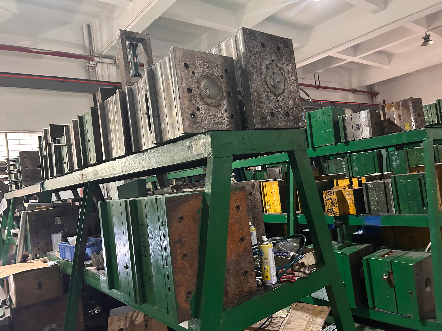 Metal molds stored in the tooling area