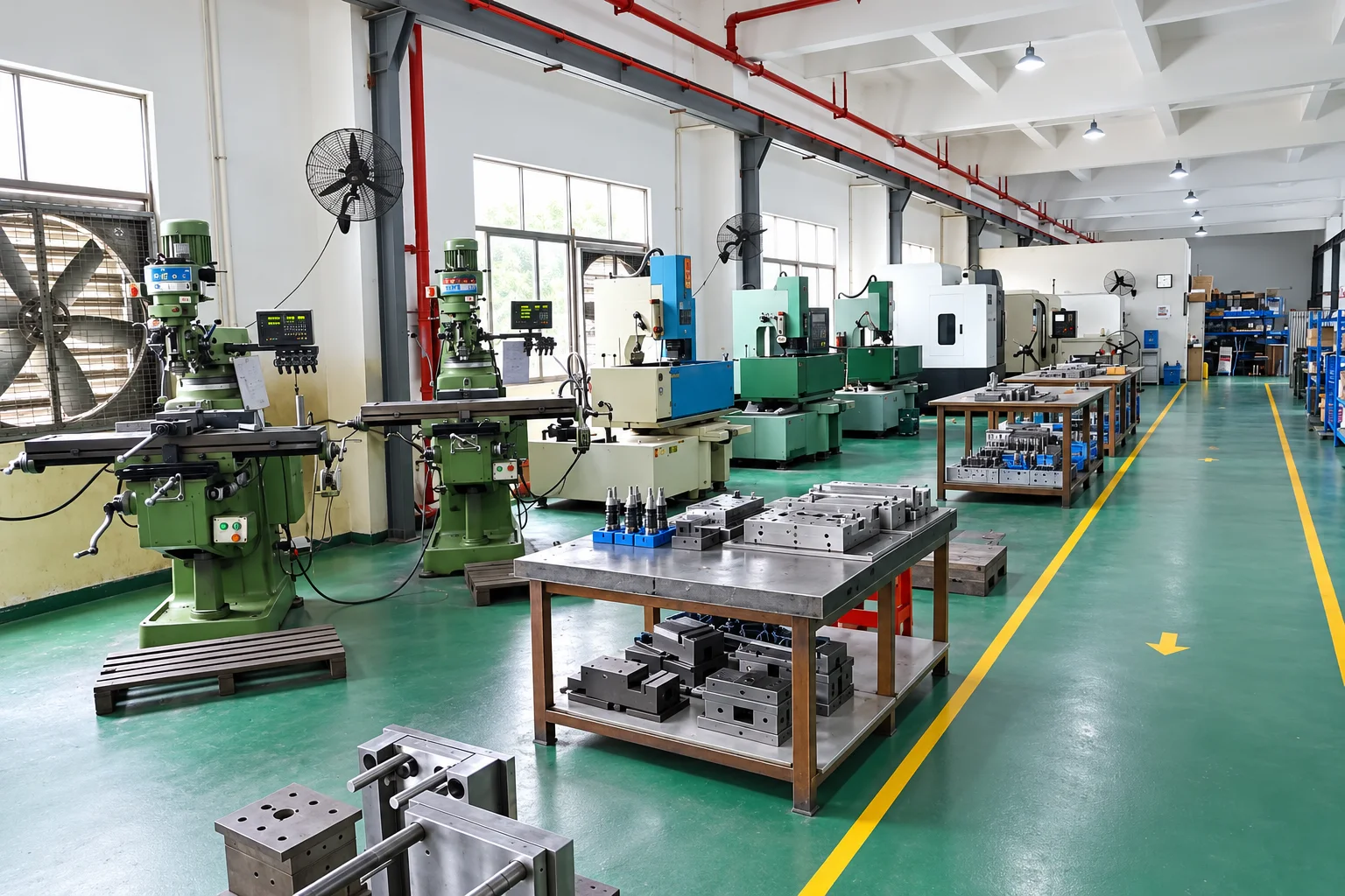 Machining equipment and metal tooling in the workshop