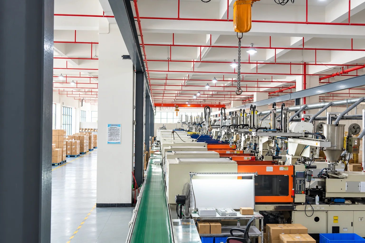 Injection molding machines on the production floor